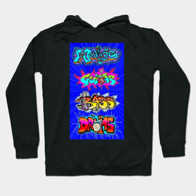 Blue Graffiti tag skater pop Art Hoodie by LowEndGraphics